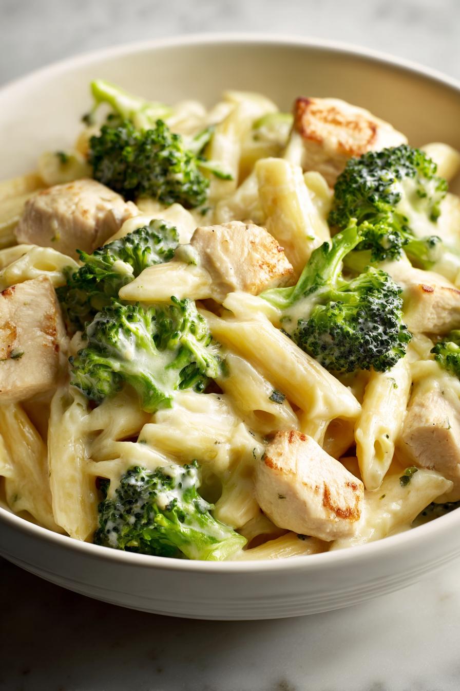 creamy chicken and broccoli pasta