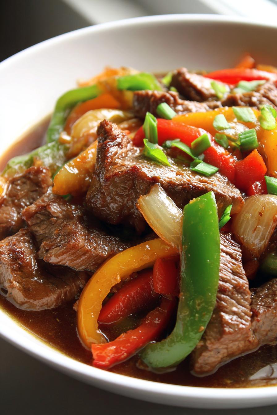 slow cooker pepper steak - detail 1