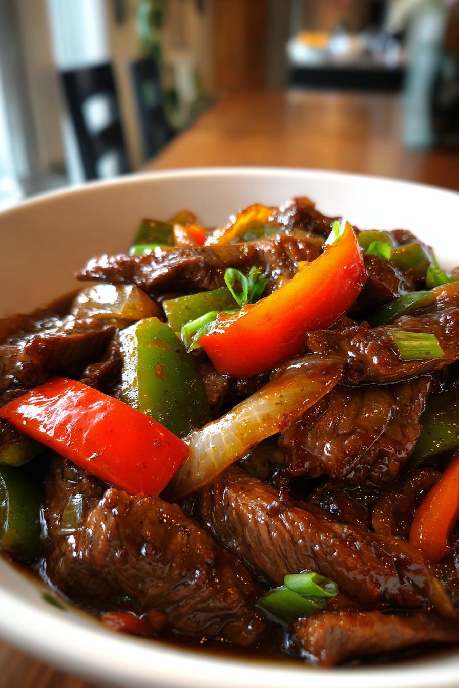 slow cooker pepper steak - detail 2